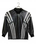 adidasアディダス）の古着「ストライプロゴポロスウェット」｜ブラック
