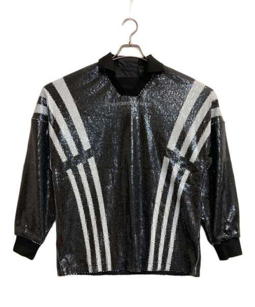 adidas（アディダス）adidas (アディダス) ストライプロゴポロスウェット ブラック サイズ:XLの古着・服飾アイテム