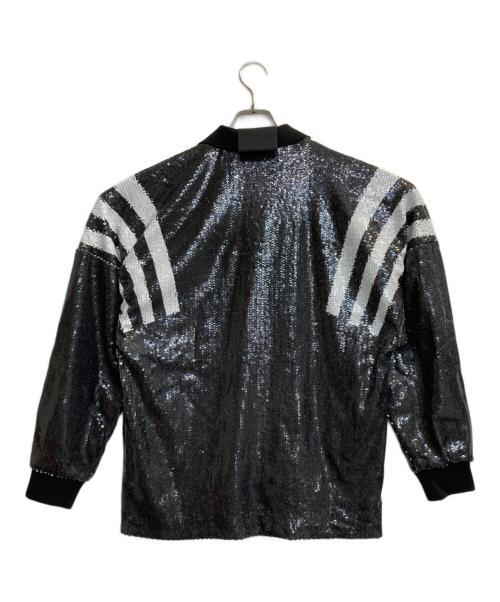 adidas（アディダス）adidas (アディダス) ストライプロゴポロスウェット ブラック サイズ:XLの古着・服飾アイテム
