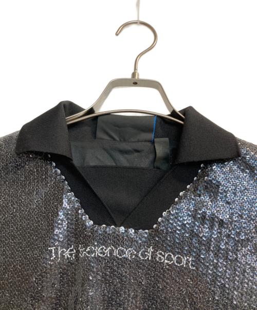 adidas（アディダス）adidas (アディダス) ストライプロゴポロスウェット ブラック サイズ:XLの古着・服飾アイテム
