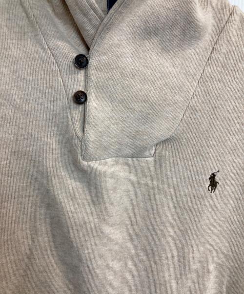 POLO RALPH LAUREN（ポロ・ラルフローレン）POLO RALPH LAUREN (ポロ・ラルフローレン) ショールカラーエルボーパッチスウェット ベージュ サイズ:XLの古着・服飾アイテム
