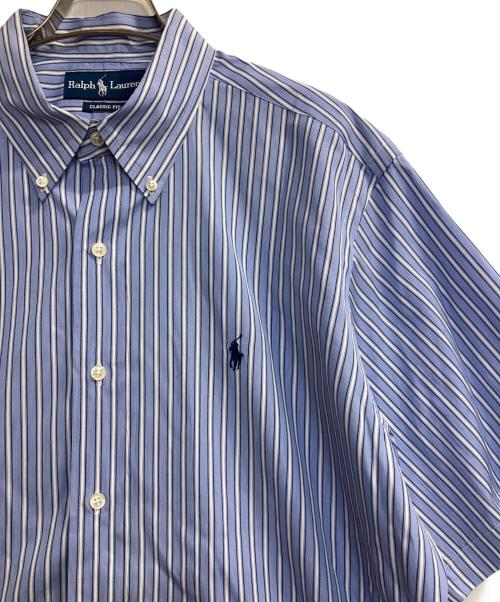 POLO RALPH LAUREN（ポロ・ラルフローレン）POLO RALPH LAUREN (ポロ・ラルフローレン) ストライプ半袖BDシャツ ブルー サイズ:ＸＬの古着・服飾アイテム