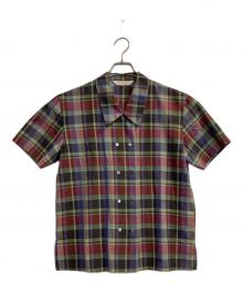Burberry's（バーバリーズ）の古着「チェックダブルフェイスシャツ」｜パープル×カーキ