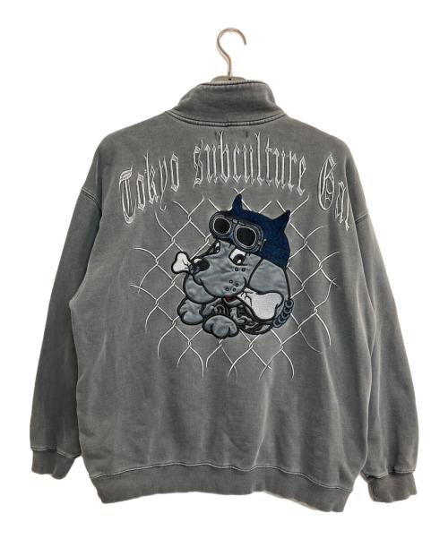 GALFY（ガルフィー）GALFY (ガルフィー) 刺繍ハーフジップスウェット グレー サイズ:大型犬の古着・服飾アイテム