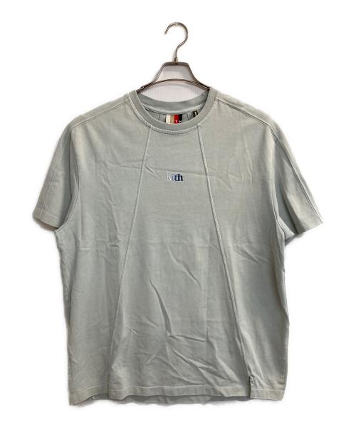 KITH（キス）KITH (キス) ロゴ刺繍スプリットTee スカイブルー サイズ:XLの古着・服飾アイテム