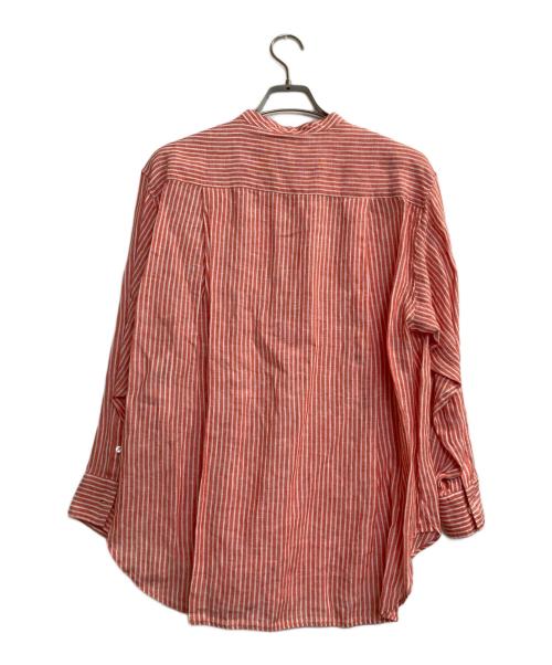 23区（ニジュウサンク）23区 (ニジュウサンク) LIBECO (リベコ) リネンストライプバンドカラーシャツ レッド サイズ:38の古着・服飾アイテム