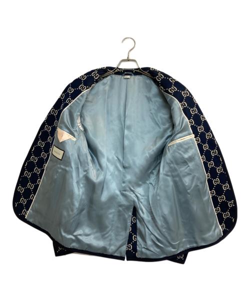 GUCCI（グッチ）GUCCI (グッチ) GGジャカードジャケット ネイビー サイズ:44（170/84A）の古着・服飾アイテム