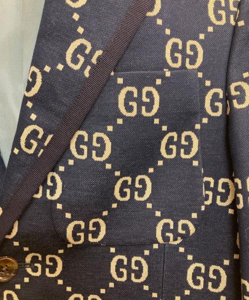 GUCCI（グッチ）GUCCI (グッチ) GGジャカードジャケット ネイビー サイズ:44（170/84A）の古着・服飾アイテム
