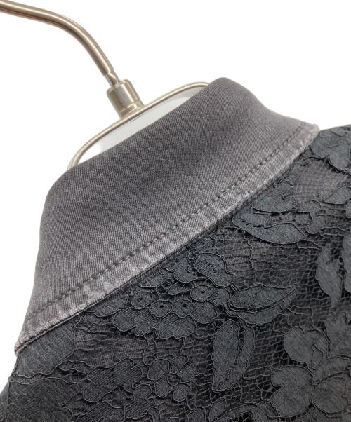 DOLCE & GABBANA（ドルチェ＆ガッバーナ）DOLCE & GABBANA (ドルチェ＆ガッバーナ) レースヨークストレッチデニムウエスタンシャツ ブラック サイズ:37の古着・服飾アイテム