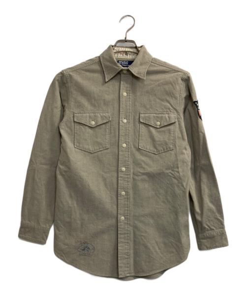 POLO RALPH LAUREN（ポロ・ラルフローレン）POLO RALPH LAUREN (ポロ・ラルフローレン) ワッペン付きミリタリーシャツ ベージュ サイズ:Ｍの古着・服飾アイテム