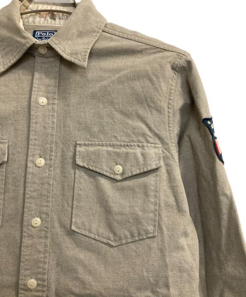 POLO RALPH LAUREN（ポロ・ラルフローレン）POLO RALPH LAUREN (ポロ・ラルフローレン) ワッペン付きミリタリーシャツ ベージュ サイズ:Ｍの古着・服飾アイテム