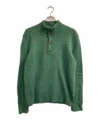 POLO RALPH LAURENポロ・ラルフローレン）の古着「襟スエードヘンリーネックニット」｜グリーン