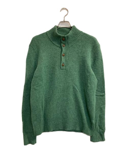 POLO RALPH LAUREN（ポロ・ラルフローレン）POLO RALPH LAUREN (ポロ・ラルフローレン) 襟スエードヘンリーネックニット グリーン サイズ:Ⅼの古着・服飾アイテム