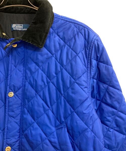 POLO RALPH LAUREN（ポロ・ラルフローレン）POLO RALPH LAUREN (ポロ・ラルフローレン) 襟コーデュロイキルティングコート ブルー×ブラック サイズ:Ｍの古着・服飾アイテム