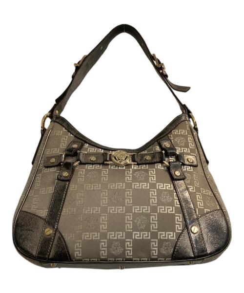 VERSACE（ヴェルサーチ）VERSACE (ヴェルサーチ) メタリックレザーモノグラムワンショルダーバッグ ゴールド×ベージュの古着・服飾アイテム