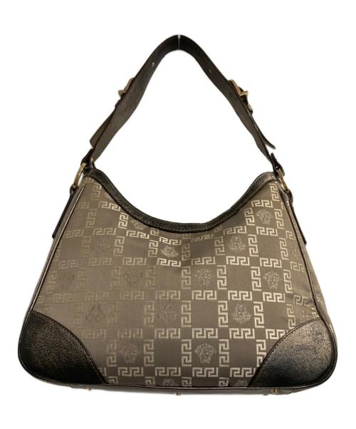 VERSACE（ヴェルサーチ）VERSACE (ヴェルサーチ) メタリックレザーモノグラムワンショルダーバッグ ゴールド×ベージュの古着・服飾アイテム
