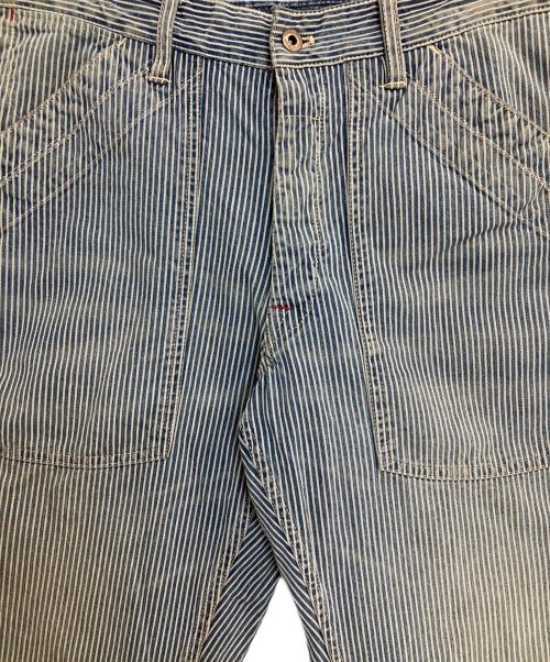 POLO RALPH LAUREN（ポロ・ラルフローレン）POLO RALPH LAUREN (ポロ・ラルフローレン) USED加工 ヒッコリーペインターパンツ ブルー×ホワイト サイズ:33/22の古着・服飾アイテム