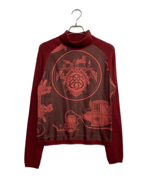 HERMES（エルメス）HERMES (エルメス) シルクスカーフドッキングカシミヤニット レッド サイズ:MEの古着・服飾アイテム