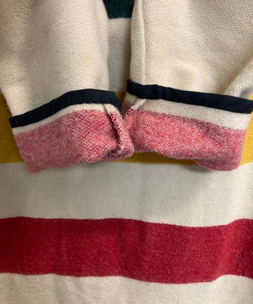 WOOLRICH（ウールリッチ）WOOLRICH (ウールリッチ) マルチボーダーウールフーデッドコート アイボリー サイズ:記載なし(実寸サイズ参考)の古着・服飾アイテム