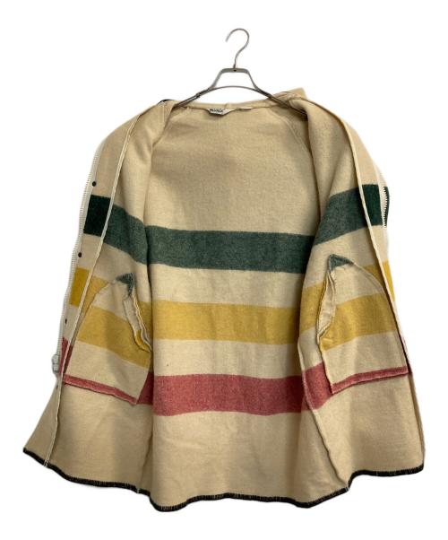 WOOLRICH（ウールリッチ）WOOLRICH (ウールリッチ) マルチボーダーウールフーデッドコート アイボリー サイズ:記載なし(実寸サイズ参考)の古着・服飾アイテム