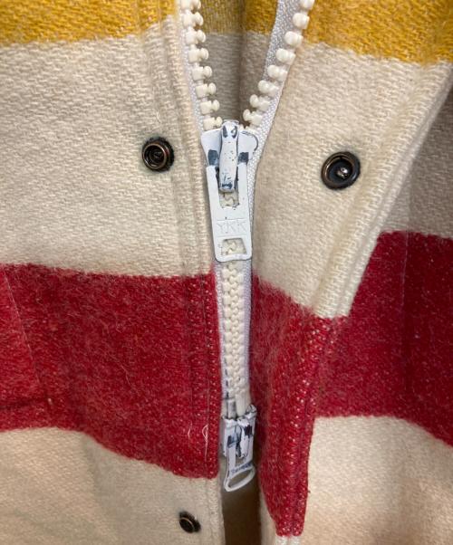 WOOLRICH（ウールリッチ）WOOLRICH (ウールリッチ) マルチボーダーウールフーデッドコート アイボリー サイズ:記載なし(実寸サイズ参考)の古着・服飾アイテム