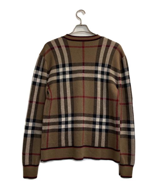 BURBERRY（バーバリー）BURBERRY (バーバリー) ノヴァチェッククルーネックニット ブラウン×レッド サイズ:Ｍの古着・服飾アイテム