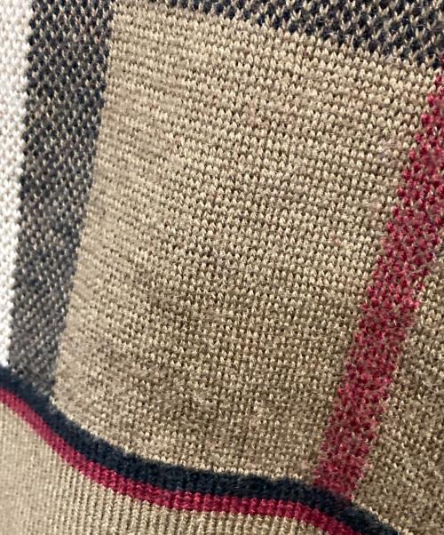 BURBERRY（バーバリー）BURBERRY (バーバリー) ノヴァチェッククルーネックニット ブラウン×レッド サイズ:Ｍの古着・服飾アイテム