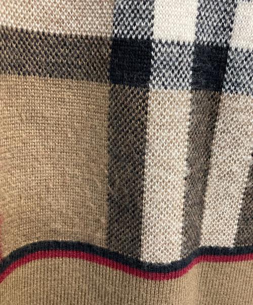 BURBERRY（バーバリー）BURBERRY (バーバリー) ノヴァチェッククルーネックニット ブラウン×レッド サイズ:Ｍの古着・服飾アイテム