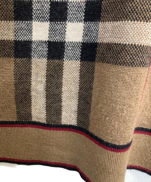 BURBERRY（バーバリー）BURBERRY (バーバリー) ノヴァチェッククルーネックニット ブラウン×レッド サイズ:Ｍの古着・服飾アイテム