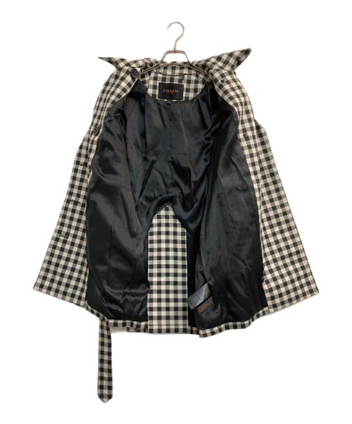 COACH（コーチ）COACH (コーチ) ギンガムチェックダブルブレスト トレンチコート ホワイト×ブラックの古着・服飾アイテム