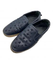 JIMMY CHOO（ジミーチュウ）の古着「スタースタッズエスパドリーユレザースリッポン」｜ネイビー