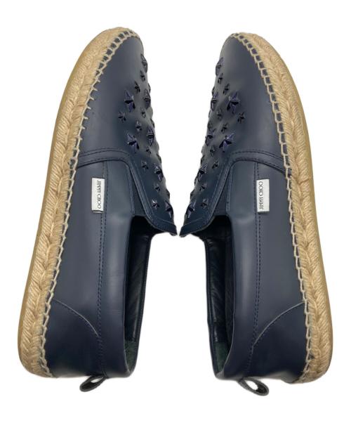 JIMMY CHOO（ジミーチュウ）JIMMY CHOO (ジミーチュウ) スタースタッズエスパドリーユレザースリッポン ネイビー サイズ:41の古着・服飾アイテム