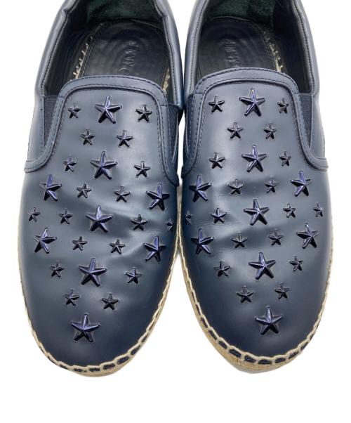 JIMMY CHOO（ジミーチュウ）JIMMY CHOO (ジミーチュウ) スタースタッズエスパドリーユレザースリッポン ネイビー サイズ:41の古着・服飾アイテム