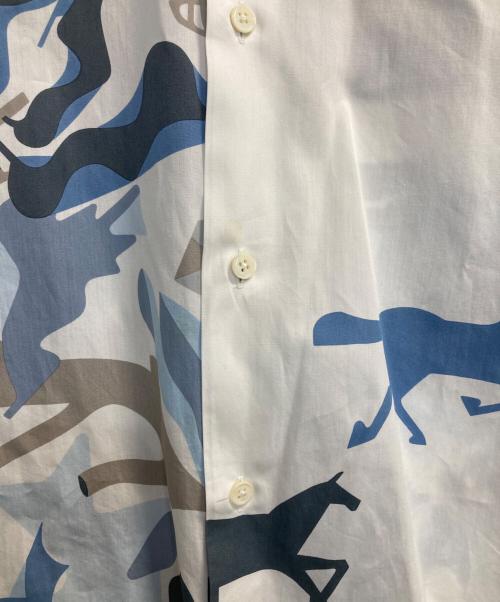 HERMES（エルメス）HERMES (エルメス) パズルヴェジタルセリエボタンシャツ ブルー×ホワイト サイズ:1の古着・服飾アイテム