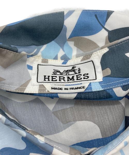HERMES（エルメス）HERMES (エルメス) パズルヴェジタルセリエボタンシャツ ブルー×ホワイト サイズ:1の古着・服飾アイテム