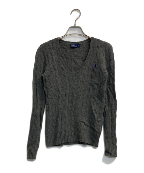 POLO RALPH LAUREN（ポロ・ラルフローレン）POLO RALPH LAUREN (ポロ・ラルフローレン) カシミヤ混ケーブルニット グレー サイズ:XSの古着・服飾アイテム