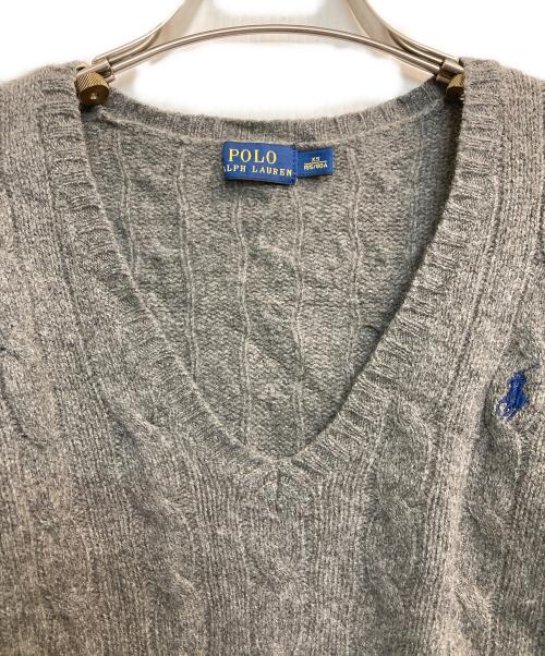 POLO RALPH LAUREN（ポロ・ラルフローレン）POLO RALPH LAUREN (ポロ・ラルフローレン) カシミヤ混ケーブルニット グレー サイズ:XSの古着・服飾アイテム