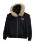 9090 girl（ナインティナインティ ガール）の古着「90 Logo Far Zip Hoodie/レオパードロゴファー付きジップパーカー」｜ブラック×ピンク