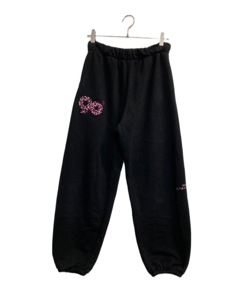 9090 girl（ナインティナインティ ガール）9090 girl (ナインティナインティ ガール) 90 Logo Sweat Pants/レオパードロゴスウェットパンツ ブラック×ピンク サイズ:Sの古着・服飾アイテム