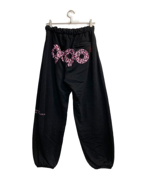 9090 girl（ナインティナインティ ガール）9090 girl (ナインティナインティ ガール) 90 Logo Sweat Pants/レオパードロゴスウェットパンツ ブラック×ピンク サイズ:Sの古着・服飾アイテム