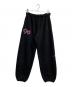 9090 girl（ナインティナインティ ガール）の古着「90 Logo Sweat Pants/レオパードロゴスウェットパンツ」｜ブラック×ピンク