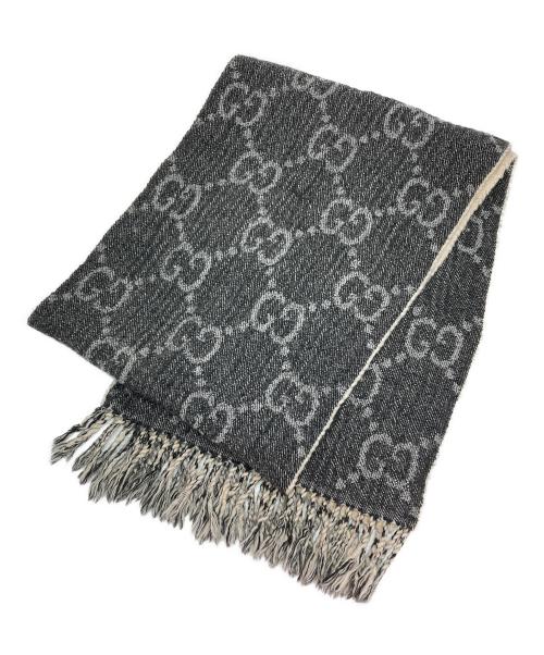 GUCCI（グッチ）GUCCI (グッチ) GGジャカード マフラー グレー サイズ:表記34×194cm(縮み有)の古着・服飾アイテム