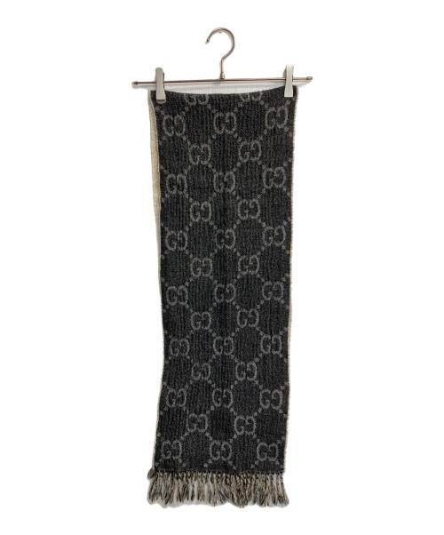 GUCCI（グッチ）GUCCI (グッチ) GGジャカード マフラー グレー サイズ:表記34×194cm(縮み有)の古着・服飾アイテム