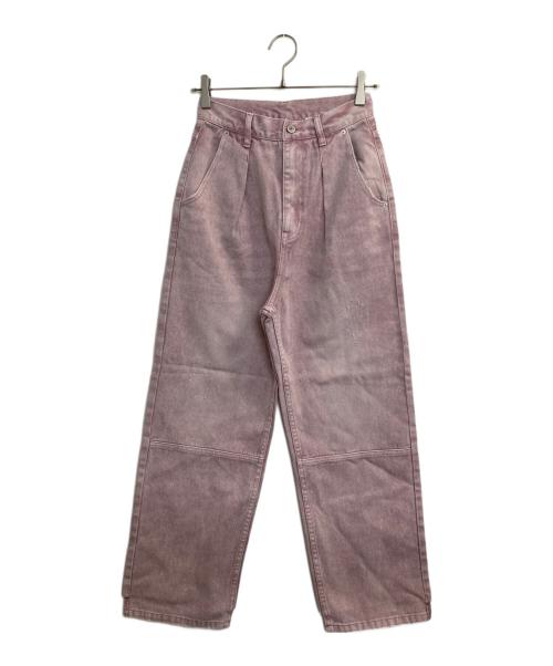 YENN（イエン）YENN (イエン) ダメージ加工タックデニムカラーパンツ ピンク サイズ:36 未使用品の古着・服飾アイテム