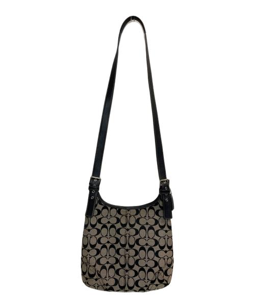 COACH（コーチ）COACH (コーチ) シグネチャーショルダーバッグ ブラック×アイボリーの古着・服飾アイテム