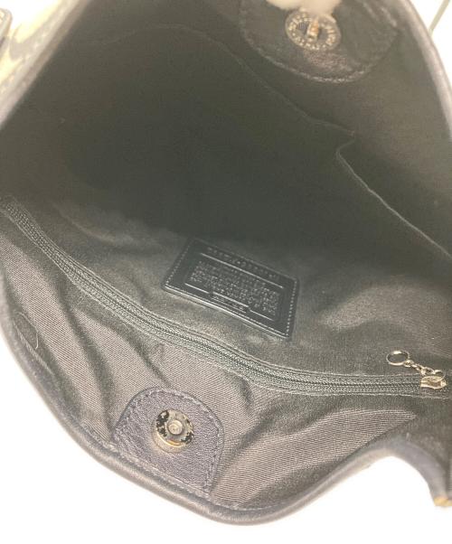 COACH（コーチ）COACH (コーチ) シグネチャーショルダーバッグ ブラック×アイボリーの古着・服飾アイテム