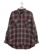 VAN HEUSENヴァンヒューセン/バンヒューゼン）の古着「90s check acrylic cpo shirt」｜レッド