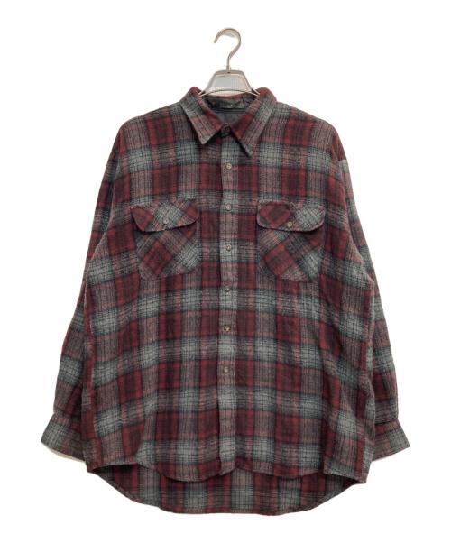 VAN HEUSEN（ヴァンヒューセン/バンヒューゼン）VAN HEUSEN (ヴァンヒューセン/バンヒューゼン) 90s check acrylic cpo shirt レッド サイズ:Ⅼの古着・服飾アイテム