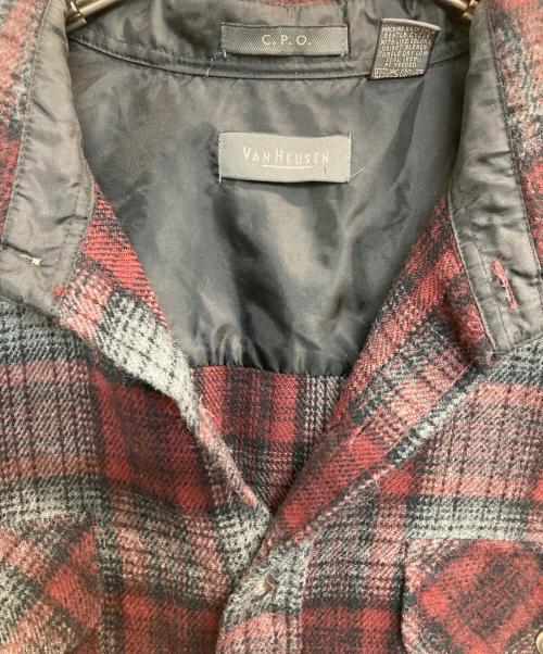 VAN HEUSEN（ヴァンヒューセン/バンヒューゼン）VAN HEUSEN (ヴァンヒューセン/バンヒューゼン) 90s check acrylic cpo shirt レッド サイズ:Ⅼの古着・服飾アイテム