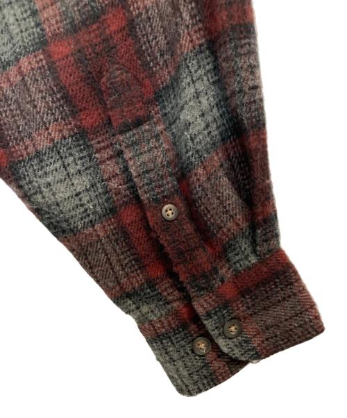 VAN HEUSEN（ヴァンヒューセン/バンヒューゼン）VAN HEUSEN (ヴァンヒューセン/バンヒューゼン) 90s check acrylic cpo shirt レッド サイズ:Ⅼの古着・服飾アイテム